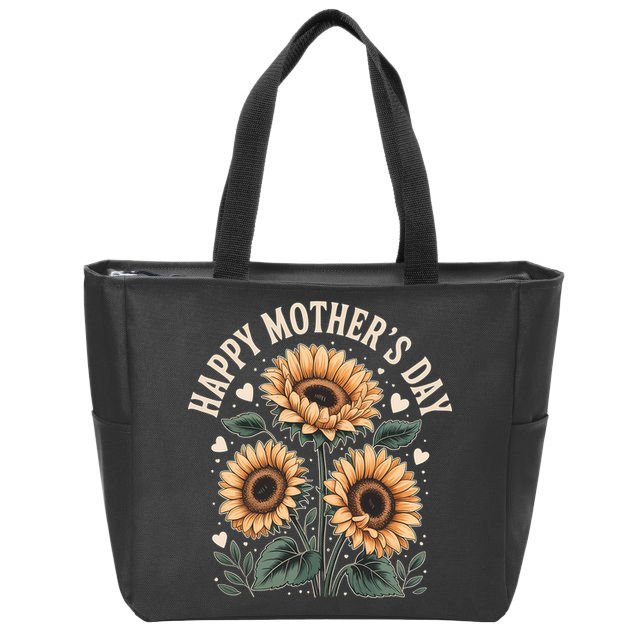 Funny Happy Mothers Day Cute Floral For Women Mom Grandma Zip Tote Bag