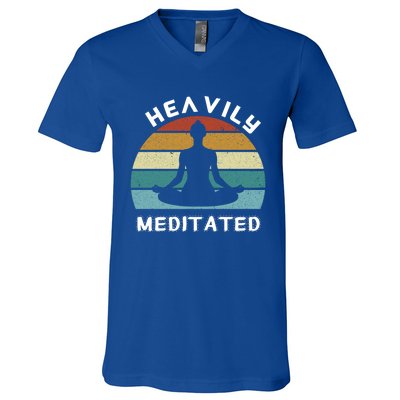 Funny Heavily Meditated Spiritual Yoga Meditation Gift Meaningful Gift V-Neck T-Shirt