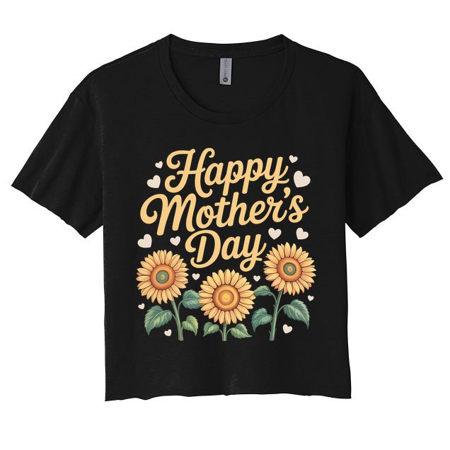 Funny Happy Mothers Day Cute Floral For Women Mom Grandma Crop Top