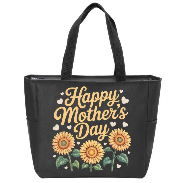 Funny Happy Mothers Day Cute Floral For Women Mom Grandma Zip Tote Bag