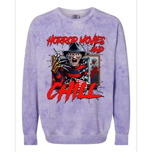 Freddy Horror Movies And Chill Scary Halloween Colorblast Crewneck Sweatshirt