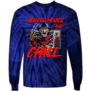 Freddy Horror Movies And Chill Scary Halloween Tie-Dye Long Sleeve Shirt