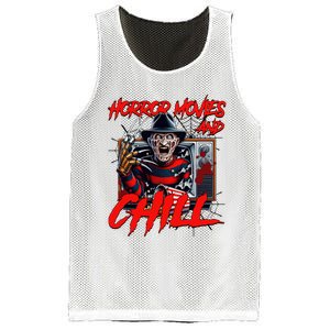 Freddy Horror Movies And Chill Scary Halloween Mesh Reversible Basketball Jersey Tank