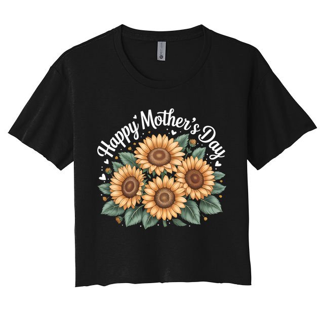 Funny Happy Mothers Day Cute Floral For Women Mom Grandma Crop Top
