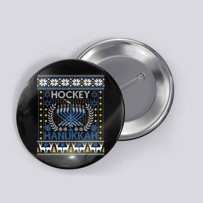 Funny Hockey Menorah Hanukkah Jewish Festival Holiday Season  Button