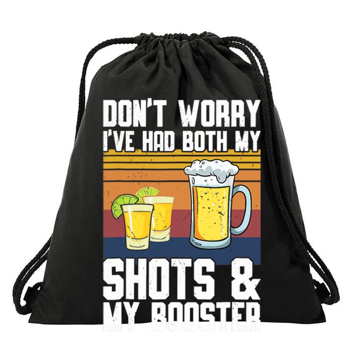 Funny Had My 2 Shots Don't Worry Had Both My Shots Tequila Drawstring Bag