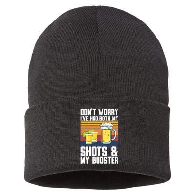 Funny Had My 2 Shots Don't Worry Had Both My Shots Tequila Sustainable Knit Beanie