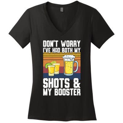 Funny Had My 2 Shots Don't Worry Had Both My Shots Tequila Women's V-Neck T-Shirt