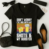 Funny Had My 2 Shots Don't Worry Had Both My Shots Tequila Women's V-Neck T-Shirt