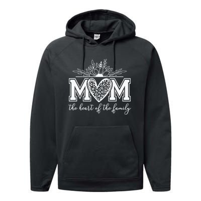 Family Heart Mom Love Performance Fleece Hoodie