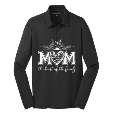 Family Heart Mom Love Silk Touch Performance Long Sleeve Polo