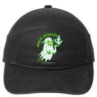 Funny Halloween Marijuana Cannabis Ghost Design Weed Smokers 7-Panel Snapback Hat