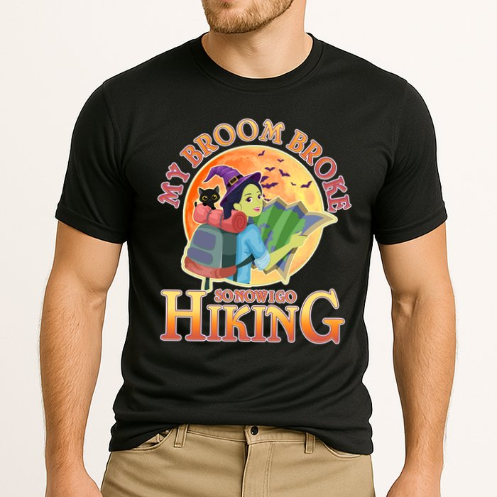 Funny Halloween My Broom Broke So Now I Go Hiking Cooling Performance Crew T-Shirt