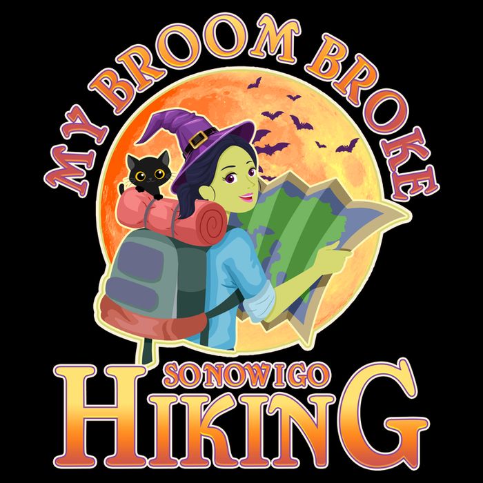 Funny Halloween My Broom Broke So Now I Go Hiking Cooling Performance Crew T-Shirt