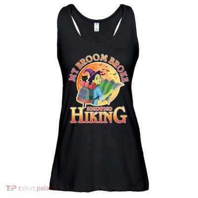 Funny Halloween My Broom Broke So Now I Go Hiking Ladies Essential Flowy Tank