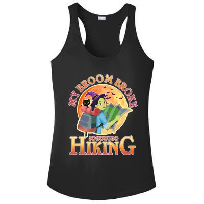 Funny Halloween My Broom Broke So Now I Go Hiking Ladies PosiCharge Competitor Racerback Tank