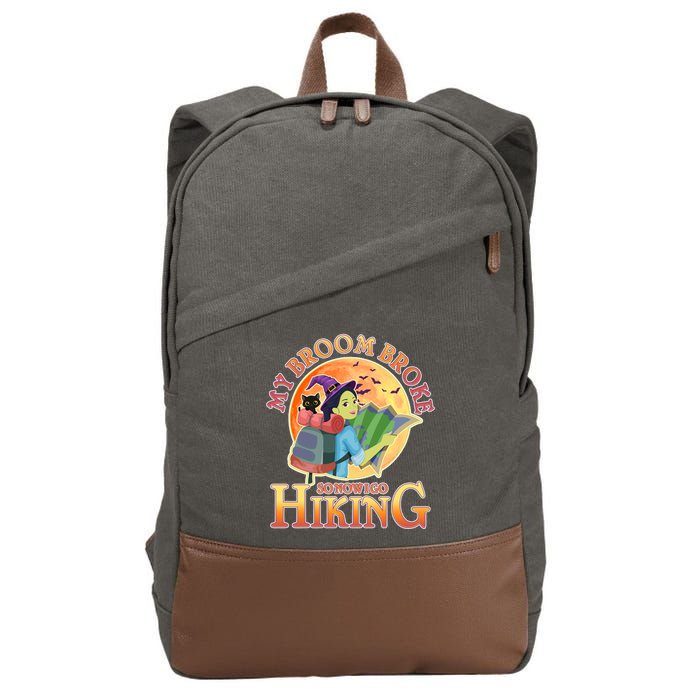 Funny Halloween My Broom Broke So Now I Go Hiking Cotton Canvas Backpack
