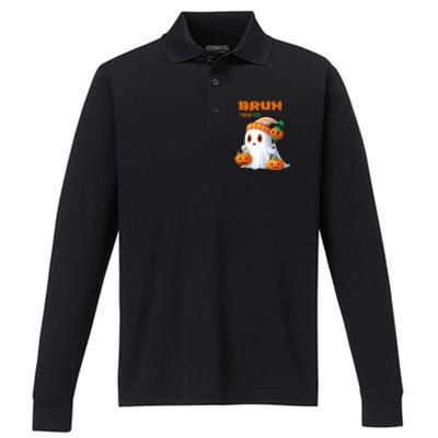 Funny Halloween Meme Bruh I Mean Boo Performance Long Sleeve Polo