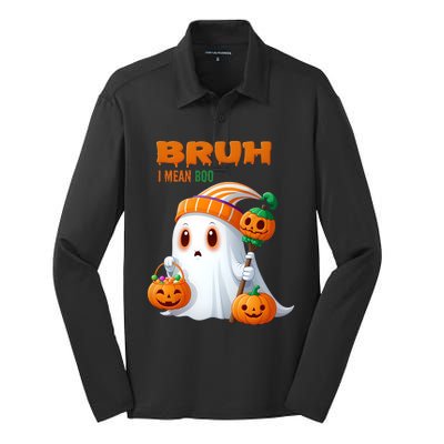 Funny Halloween Meme Bruh I Mean Boo Silk Touch Performance Long Sleeve Polo