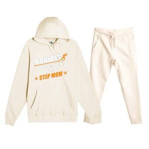 Funny Half Marathon 'Running In Memory Of My Step Mom' Gift Premium Hooded Sweatsuit Set