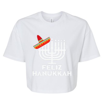 Feliz Hanukkah Menorah Chanukah Gifts Jewish Chrismukkah  Bella+Canvas Jersey Crop Tee