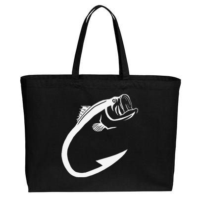 Fish Hook Minimal Art Cool Fishing Lover Art Lover Gift Cotton Canvas Jumbo Tote