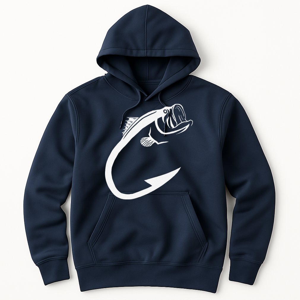 Fish Hook Minimal Art Cool Fishing Lover Art Lover Gift Hoodie