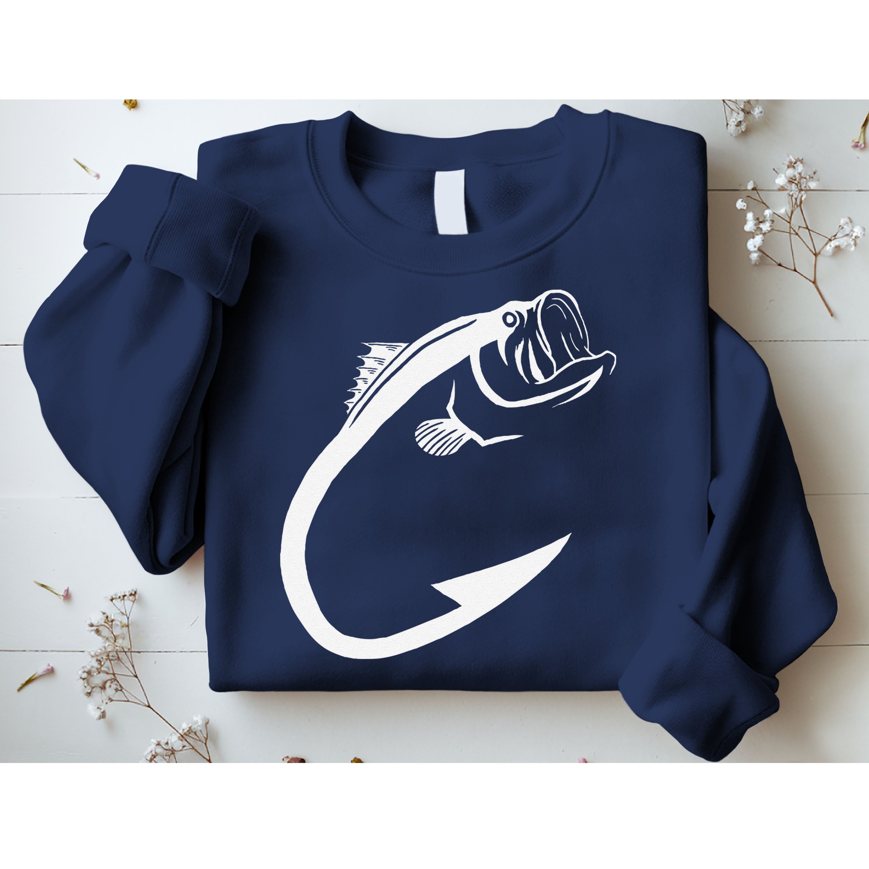Fish Hook Minimal Art Cool Fishing Lover Art Lover Gift Sweatshirt