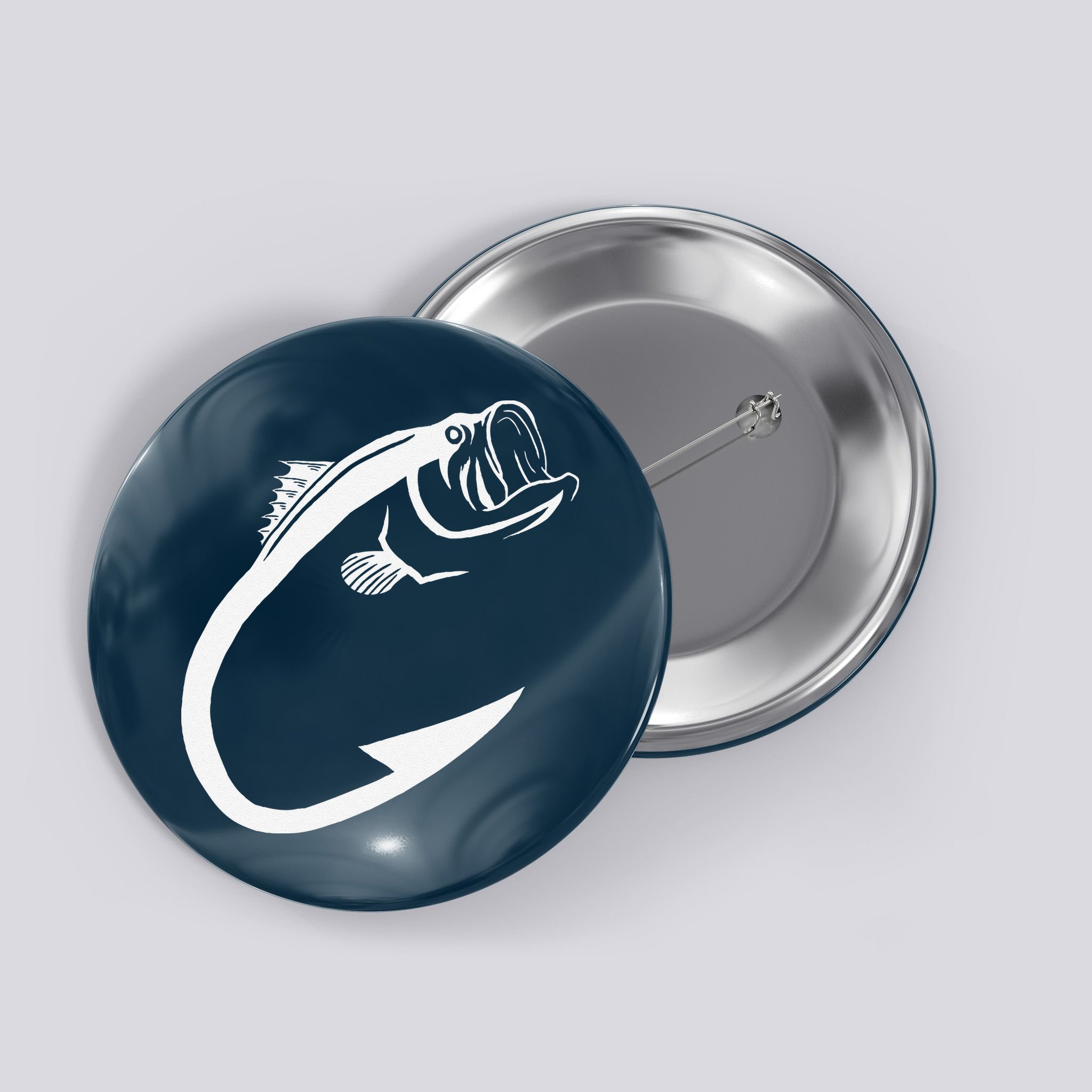 Fish Hook Minimal Art Cool Fishing Lover Art Lover Gift Button