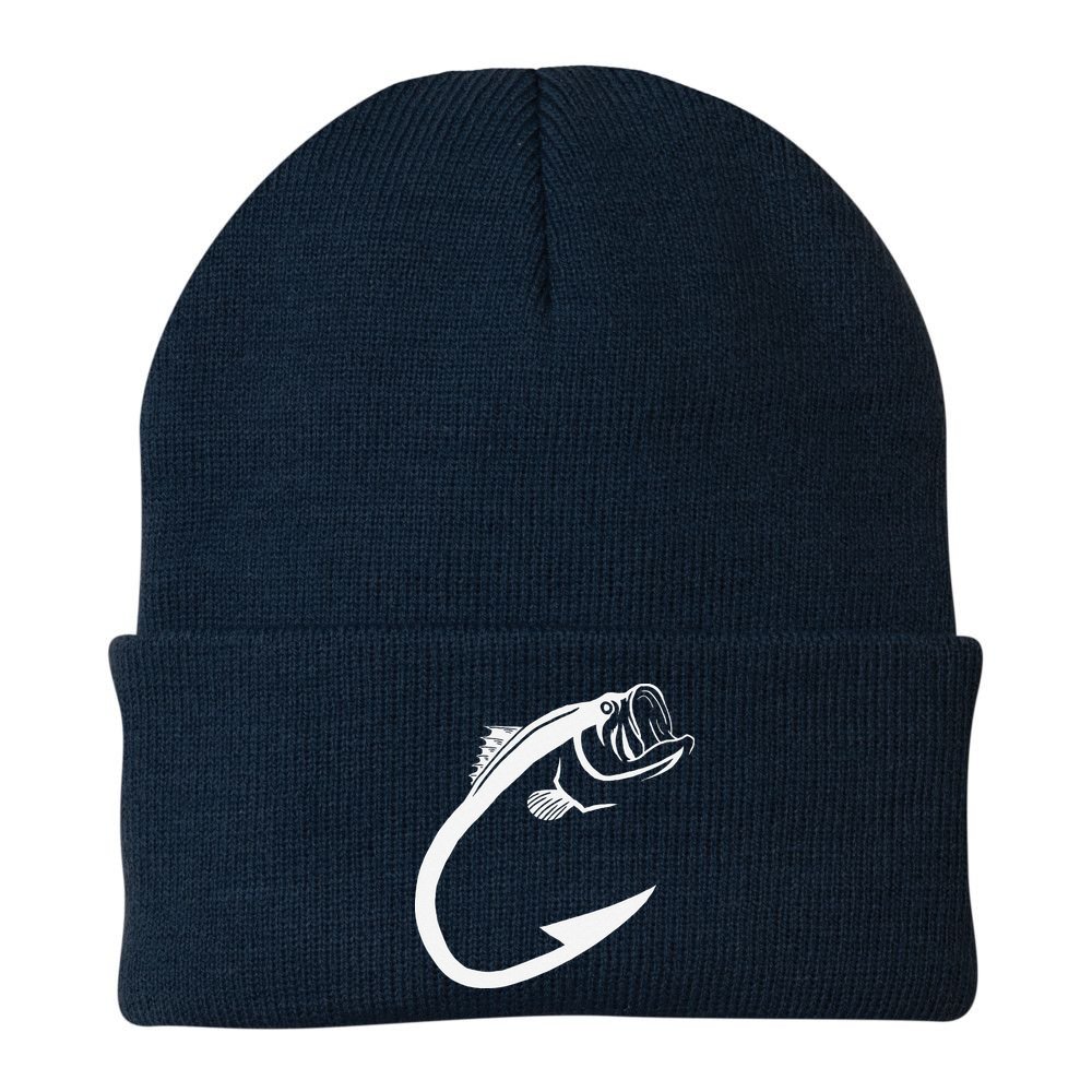 Fish Hook Minimal Art Cool Fishing Lover Art Lover Gift Beanie