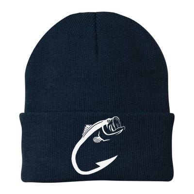 Fish Hook Minimal Art Cool Fishing Lover Art Lover Gift Knit Cap Winter Beanie