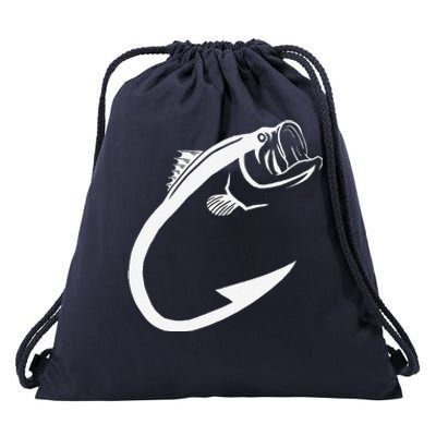 Fish Hook Minimal Art Cool Fishing Lover Art Lover Gift Drawstring Bag