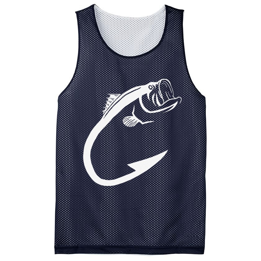 Fish Hook Minimal Art Cool Fishing Lover Art Lover Gift Mesh Reversible Basketball Jersey Tank