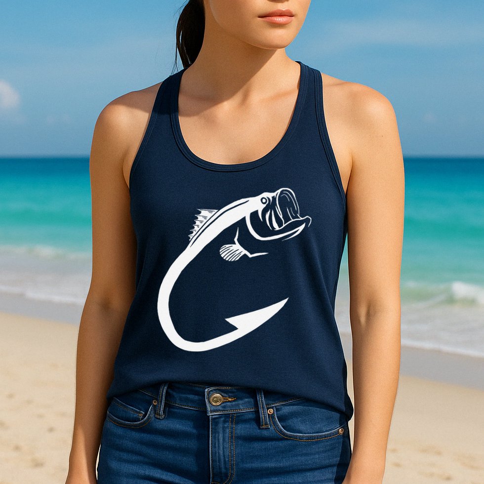 Fish Hook Minimal Art Cool Fishing Lover Art Lover Gift Womens Tank Top