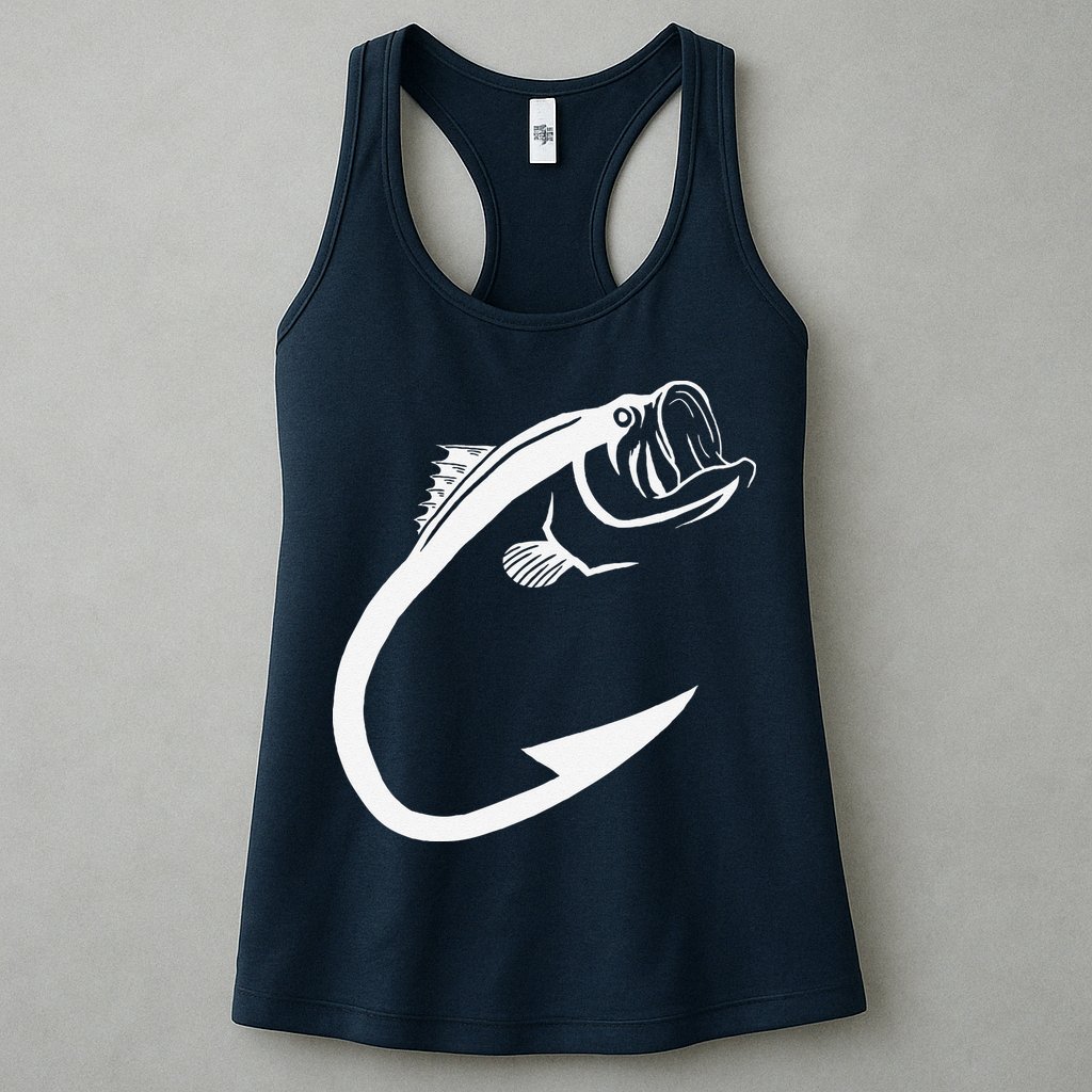 Fish Hook Minimal Art Cool Fishing Lover Art Lover Gift Womens Tank Top