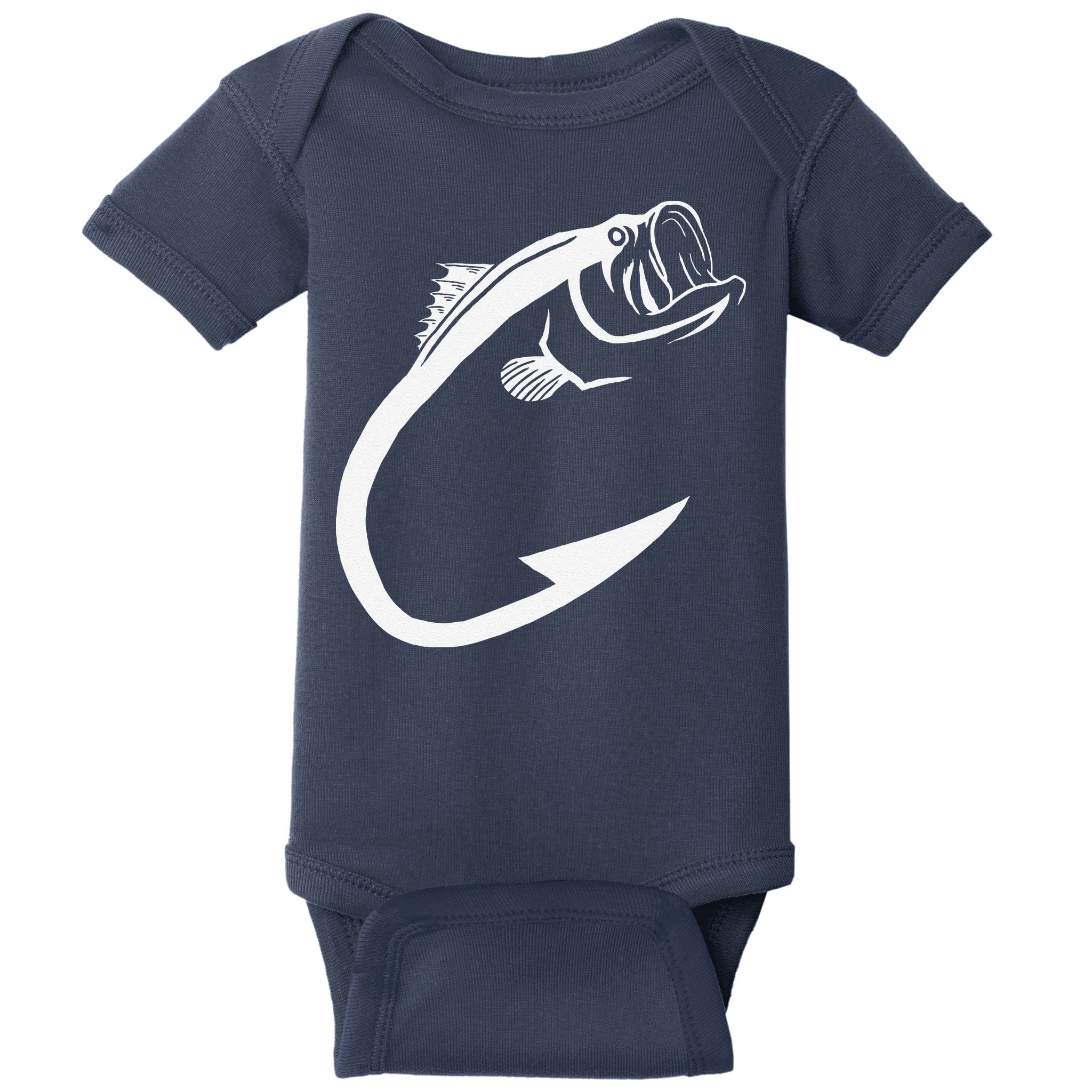 Fish Hook Minimal Art Cool Fishing Lover Art Lover Gift Baby Bodysuit