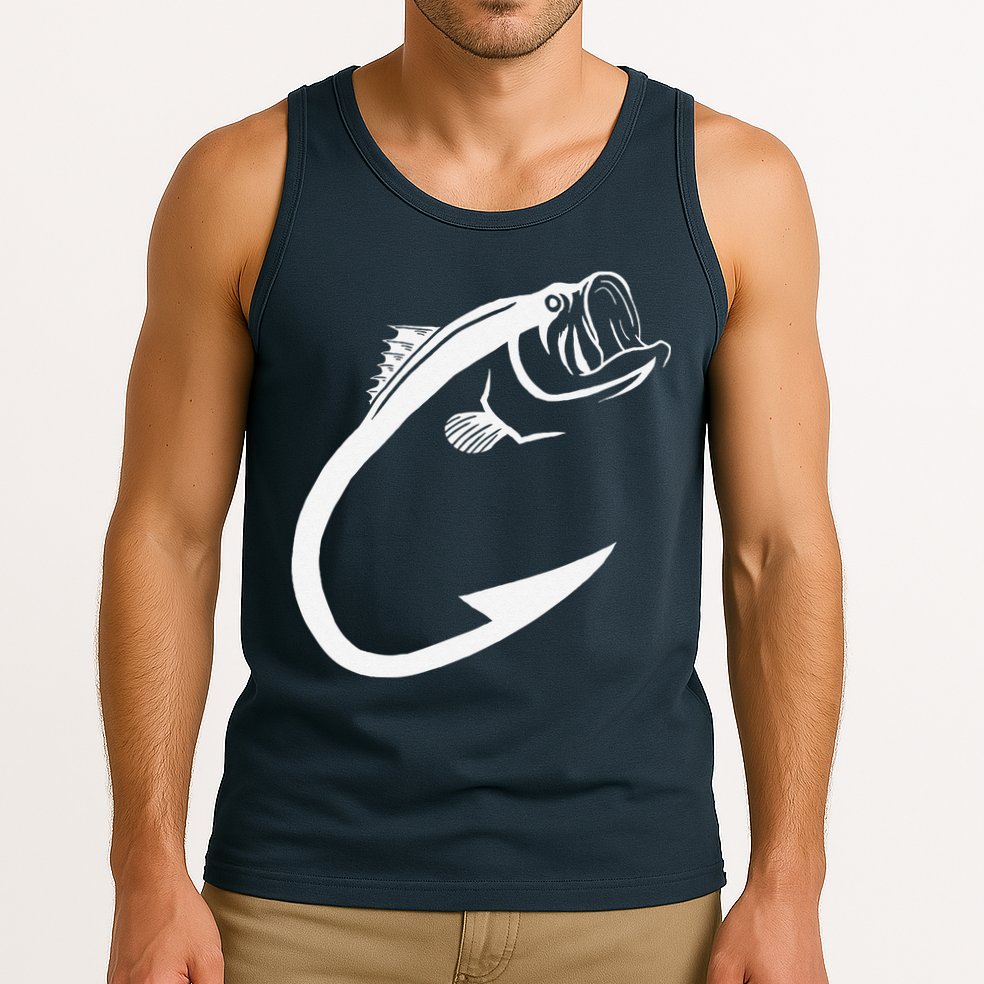 Fish Hook Minimal Art Cool Fishing Lover Art Lover Gift Tank Top