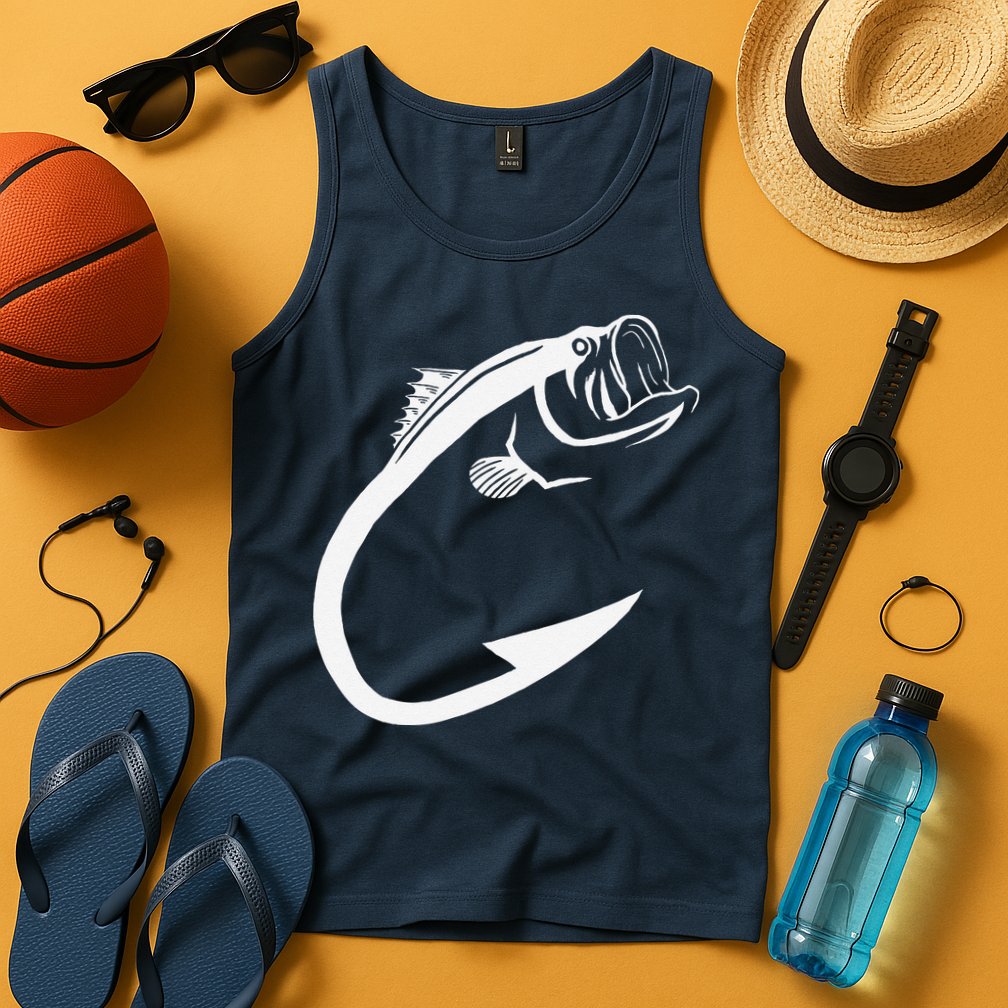 Fish Hook Minimal Art Cool Fishing Lover Art Lover Gift Tank Top
