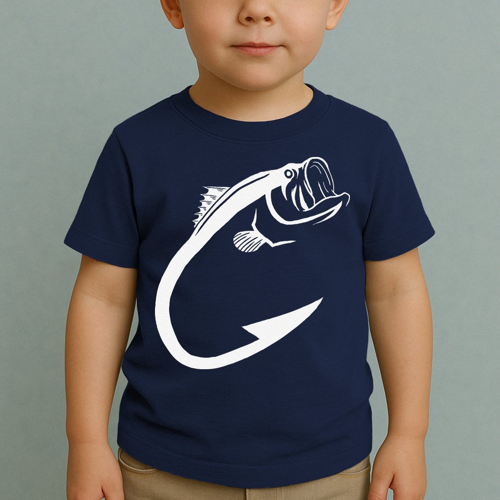 Fish Hook Minimal Art Cool Fishing Lover Art Lover Gift Toddler T-Shirt