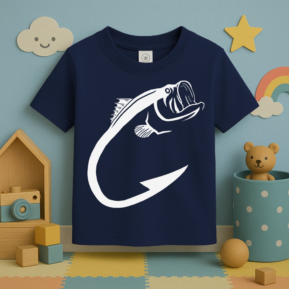 Fish Hook Minimal Art Cool Fishing Lover Art Lover Gift Toddler T-Shirt