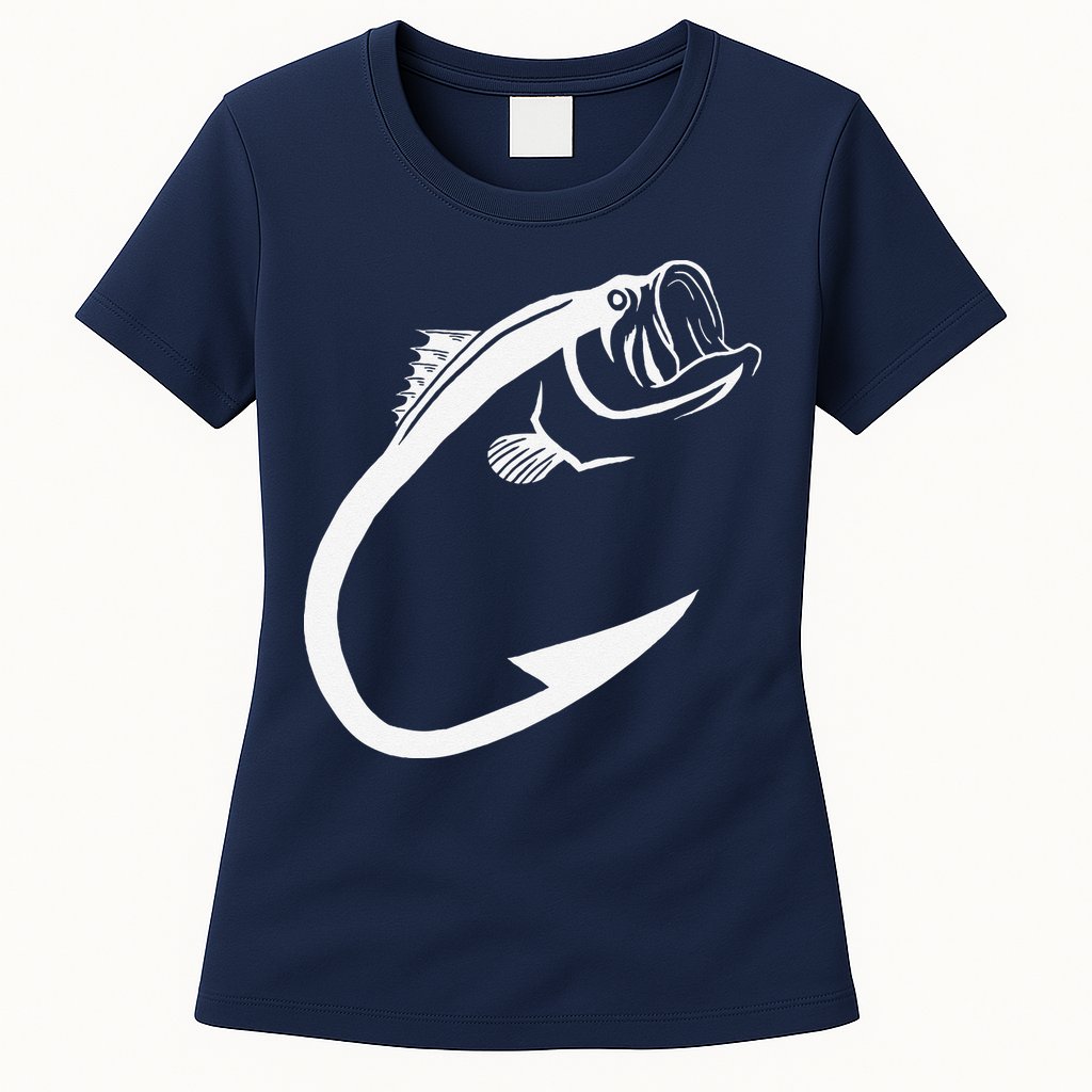 Fish Hook Minimal Art Cool Fishing Lover Art Lover Gift Womens T-Shirt