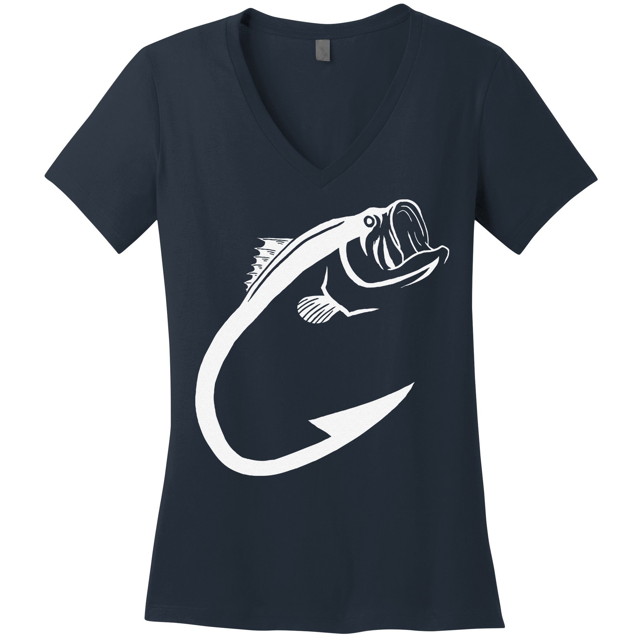Fish Hook Minimal Art Cool Fishing Lover Art Lover Gift Women's V-Neck T-Shirt