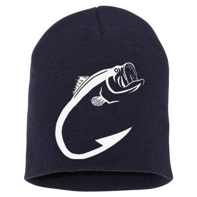 Fish Hook Minimal Art Cool Fishing Lover Art Lover Gift Short Acrylic Beanie