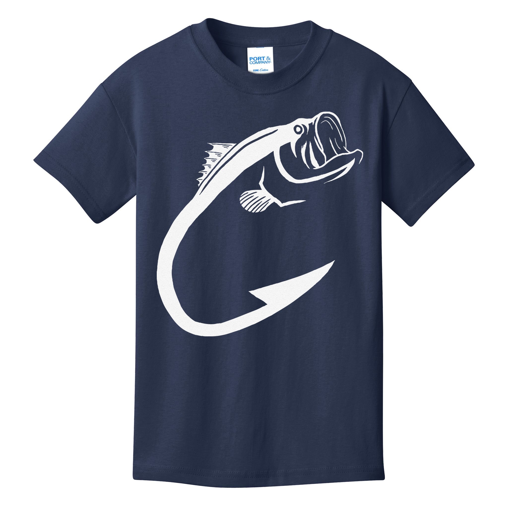 Fish Hook Minimal Art Cool Fishing Lover Art Lover Gift Kids T-Shirt