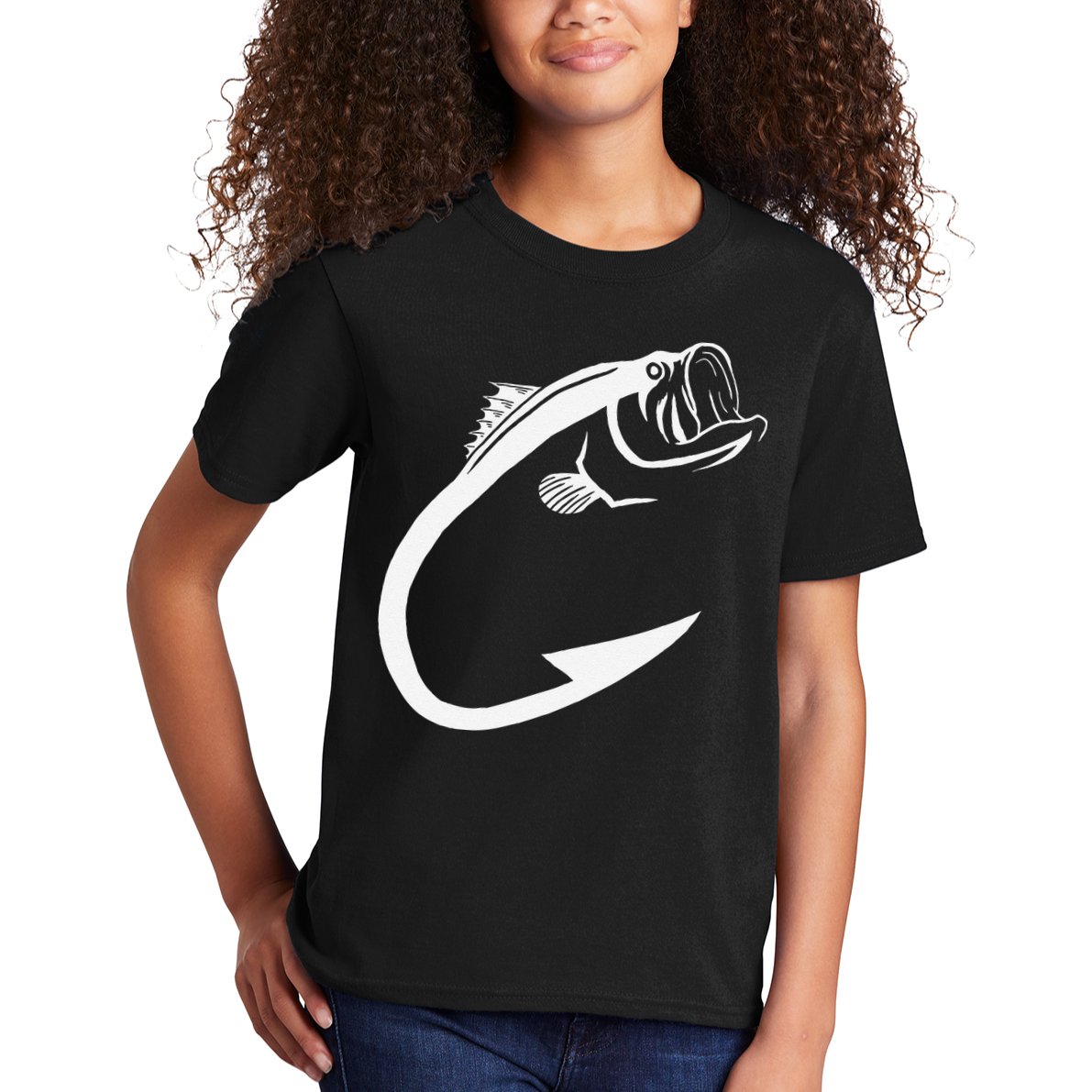 Fish Hook Minimal Art Cool Fishing Lover Art Lover Gift Kids T-Shirt