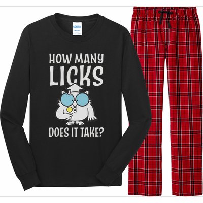 Funny How Many Licks Does It Take? Funny Owl Long Sleeve Pajama Set