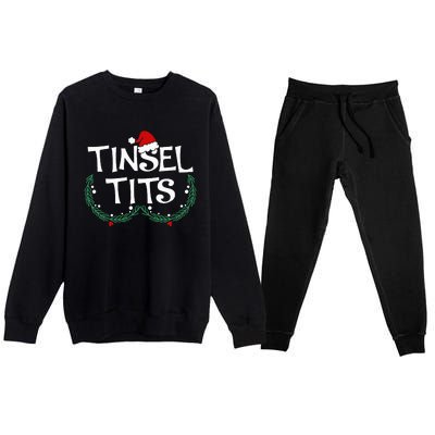 Festive Holiday Matching Couples Sweaters Jingle Balls & Tinsel Premium Crewneck Sweatsuit Set