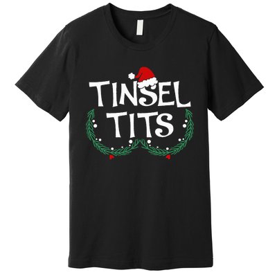 Festive Holiday Matching Couples Sweaters Jingle Balls & Tinsel Premium T-Shirt