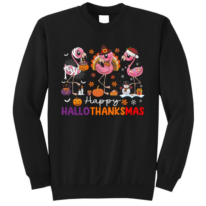 Flamingo Halloween Merry Christmas Happy Hallothanksmas Sweatshirt