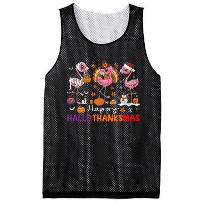 Flamingo Halloween Merry Christmas Happy Hallothanksmas Mesh Reversible Basketball Jersey Tank